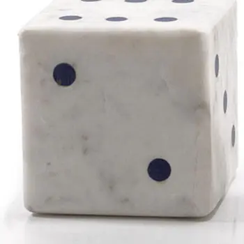 Set of Two White Marble Hand Painted Dice Tabletop Sculpture