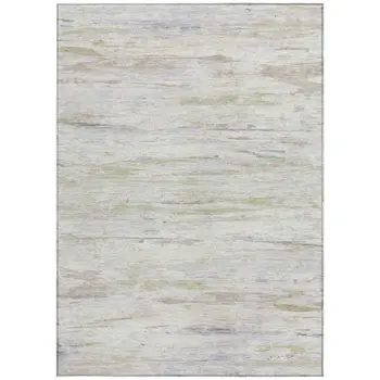 8' X 10' Ivory And Beige Abstract Washable Indoor Outdoor Area Rug