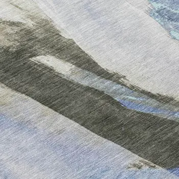 10' X 14' Denim Blue And Gray Abstract Washable Indoor Outdoor Area Rug