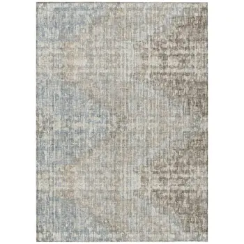 10' X 14' Beige And Gray Geometric Washable Indoor Outdoor Area Rug