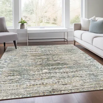 3' X 5' Ivory And Beige Moroccan Washable Indoor Outdoor Area Rug