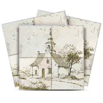 7" x 7" Gray Vinyl Arabesque Peel And Stick Removable Tiles