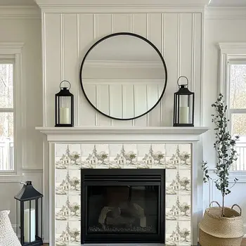 12" x 12" Gray Vinyl Arabesque Peel And Stick Removable Tiles
