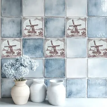 8" x 8" Gray Vinyl Arabesque Peel And Stick Removable Tiles