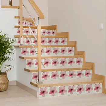 5" x 5" Pink Vinyl Arabesque Peel And Stick Removable Tiles