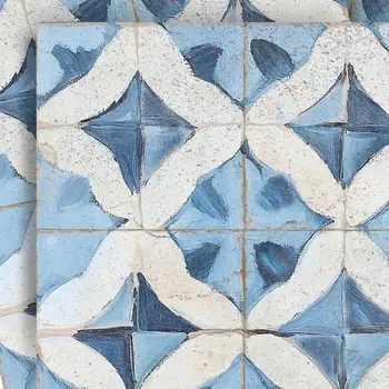5" x 5" Blue Vinyl Arabesque Peel And Stick Removable Tiles