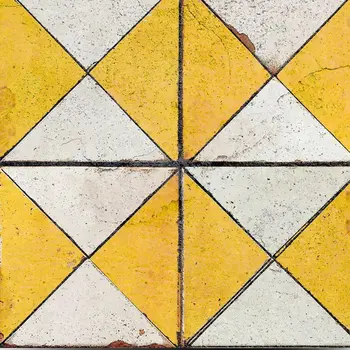 4" x 4" Yellow Vinyl Arabesque Peel And Stick Removable Tiles