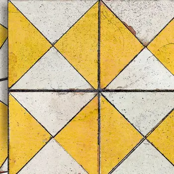 7" x 7" Yellow Vinyl Arabesque Peel And Stick Removable Tiles