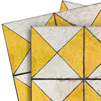 12" x 12" Yellow Vinyl Arabesque Peel And Stick Removable Tiles