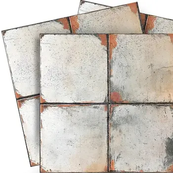 4" x 4" Gray Vinyl Arabesque Peel And Stick Removable Tiles