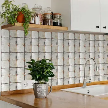 8" x 8" Gray Vinyl Arabesque Peel And Stick Removable Tiles