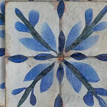6" x 6" Blue Vinyl Arabesque Peel And Stick Removable Tiles