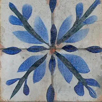 7" x 7" Blue Vinyl Arabesque Peel And Stick Removable Tiles