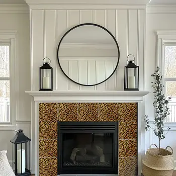 8" x 8" Gold Vinyl Arabesque Peel And Stick Removable Tiles