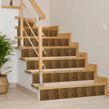8" x 8" Gold Vinyl Arabesque Peel And Stick Removable Tiles