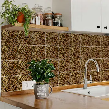 12" x 12" Gold Vinyl Arabesque Peel And Stick Removable Tiles