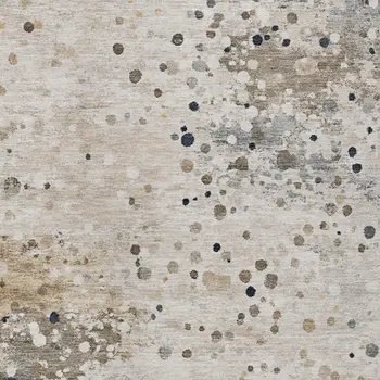 5' X 8' Ivory And Taupe Abstract Washable Indoor Outdoor Area Rug