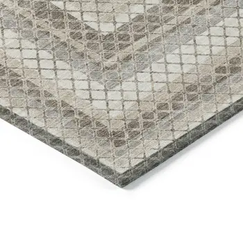 5' X 8' Taupe And Ivory Geometric Washable Indoor Outdoor Area Rug