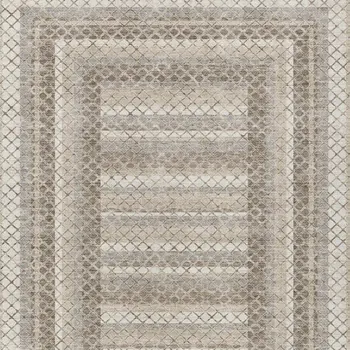 5' X 8' Taupe And Ivory Geometric Washable Indoor Outdoor Area Rug