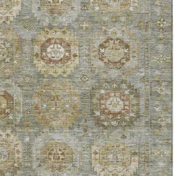 3' X 5' Sage Brown And Taupe Medallion Washable Indoor Outdoor Area Rug