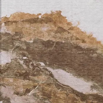 10' X 14' Brown And Silver Abstract Washable Indoor Outdoor Area Rug