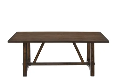 72" Oak Wood Trestle Base Dining Table