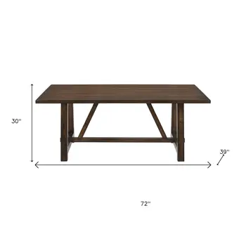 72" Oak Wood Trestle Base Dining Table
