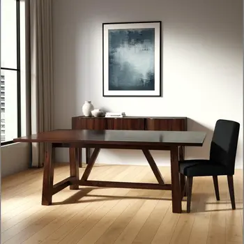 72" Oak Wood Trestle Base Dining Table