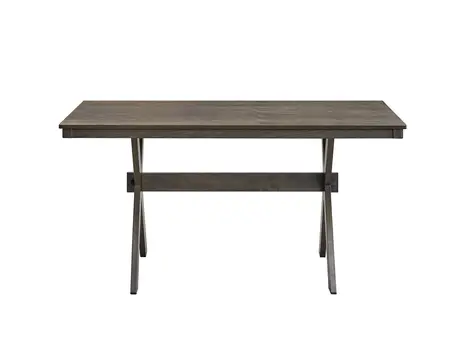 59" Gray Wood Trestle Base Dining Table
