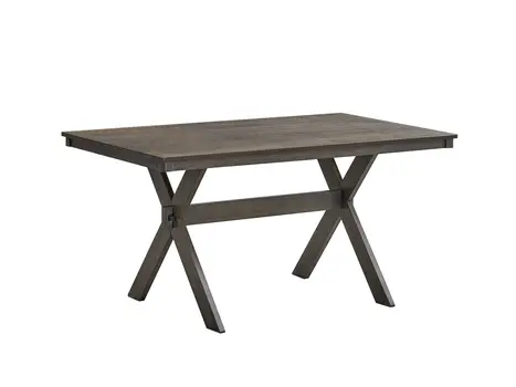 59" Gray Wood Trestle Base Dining Table
