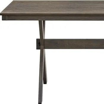 59" Gray Wood Trestle Base Dining Table