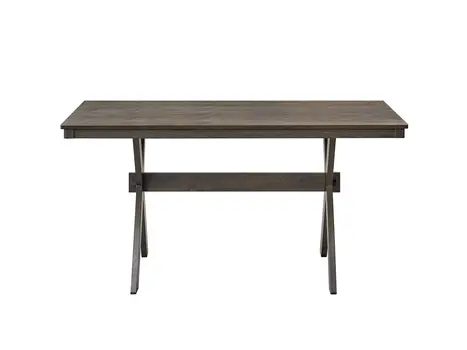 59" Gray Wood Trestle Base Dining Table