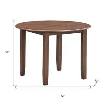 42" Brown Wood Round Top Dining Table