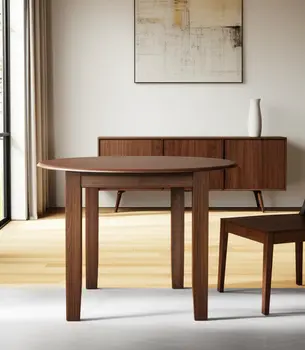 42" Brown Wood Round Top Dining Table