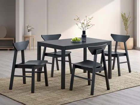 47" Black Wood Dining Table