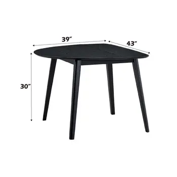 43" Black Wood Dining Table