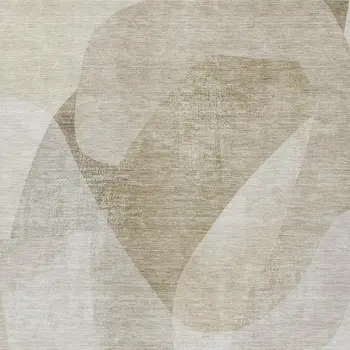 3' X 5' Beige And Taupe Abstract Washable Indoor Outdoor Area Rug