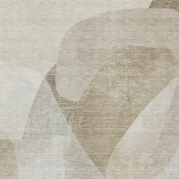 8' X 10' Beige And Taupe Abstract Washable Indoor Outdoor Area Rug