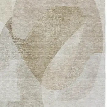 8' X 10' Beige And Taupe Abstract Washable Indoor Outdoor Area Rug