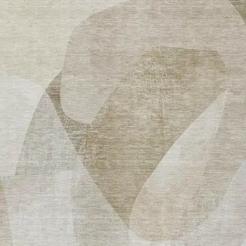 9' X 12' Beige And Taupe Abstract Washable Indoor Outdoor Area Rug