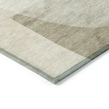 9' X 12' Beige And Taupe Abstract Washable Indoor Outdoor Area Rug