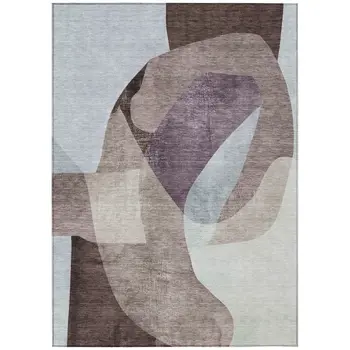 5' X 8' Brown And Taupe Abstract Washable Indoor Outdoor Area Rug