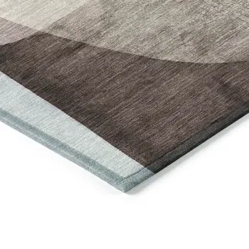 5' X 8' Brown And Taupe Abstract Washable Indoor Outdoor Area Rug