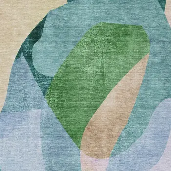10' X 14' Green And Teal Blue Abstract Washable Indoor Outdoor Area Rug