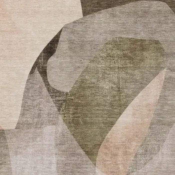 3' X 5' Taupe And Beige Abstract Washable Indoor Outdoor Area Rug