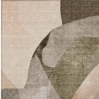 3' X 5' Taupe And Beige Abstract Washable Indoor Outdoor Area Rug