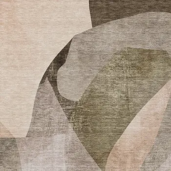 3' X 5' Taupe And Beige Abstract Washable Indoor Outdoor Area Rug