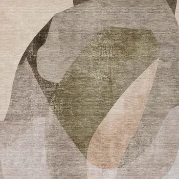 9' X 12' Taupe And Beige Abstract Washable Indoor Outdoor Area Rug
