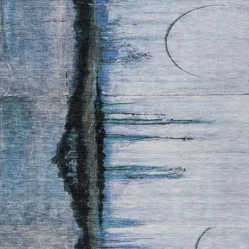 5' X 8' Blue And Charcoal Abstract Washable Indoor Outdoor Area Rug