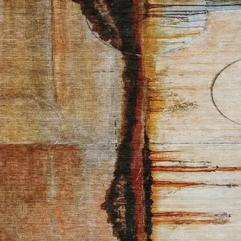 3' X 5' Rust And Charcoal Abstract Washable Indoor Outdoor Area Rug